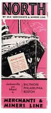 Brochure, NORTH BY SEA, Fare Schedule, Merchants & Miners Line, January 1, 1933 picture