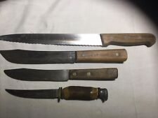 4  Antique Vintage Carbon Steel Kitchen Butcher Cutting Knife picture