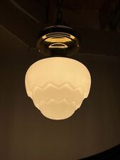 REWIRED Antique Vtg Art Deco Acorn Schoolhouse Glass Flush Mount Ceiling Light picture