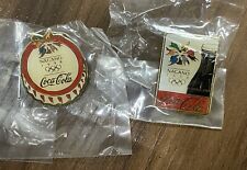 Vintage 1998 Nagano Winter Olympics Coca Cola Pin Set Of 2 picture
