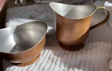 COPPER  SUGAR and CREAMER  Set. Vintage Tin Lined. FARMHOUSE picture
