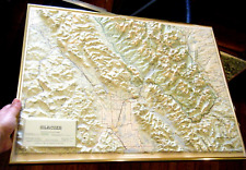 1984 Hubbard Scientific 3D Relief Topographic Map Glacier National Park Framed picture
