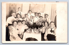 Vintage RPPC Large Group at Dinner Party Affectionate Well Dressed Q19 picture