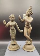 Vintage Radha Krishna Playing Flute  In Brass Indian Statues picture
