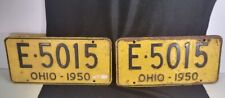 Pair of 1950 Ohio License Plates E-5015 Yellow With Black Letters picture