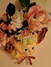 Vintage MINT Condition Girl Wall Pocket Planter Southern Belle picture