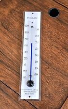 VINTAGE THERMOMETER -ON BEVELETD GLASS  WITH BLUE ALC- BEAUTIFUL -WORKING- CLEAN picture