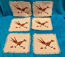 Lot of 6 Vintage RUNNING ROAD RUNNER Fabric Pieces (6.5 x 5.5) picture