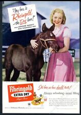 1954 Miss Rheingold Beer photo with pony horse foal vintage print ad picture