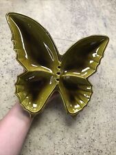 Rare Vintage Treasure Craft Large Green/Gold Butterfly Ashtray - Amazing Glaze picture