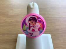 Vintage 90s Lisa Frank Sticker Ring Pink Eskimo Plastic Adjustable Party Toy picture