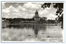 c1940s State House Lake Scene Pierre South Dakota SD RPPC Photo Vintage Postcard picture