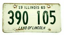 Vtg. Illinois 1965 Car Tag White & Green Land Of Lincoln License Plate 390-105 picture