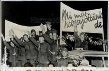 1938 Press Photo Sudeten German soldiers of Czech Army attend rally in Budapest picture