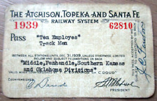 1939 The Atchison Topeka and Santa Fe Railway System PASS FOR TEN TRACKMEN -S-38 picture