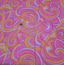 1960s 1970s Vtg Semi Sheer Fabric Pink Lavender Yellow Swirl Groovy 57