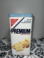 Vintage Nabisco Premium Saltine Crackers 15 oz Metal Tin Container circa 1978 picture