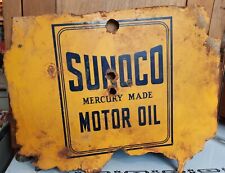 Vintage Antique Sunoco Mercury Made Motor Oil Porcelain Bottle Rack Holder Side  picture