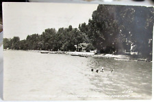 1947 COLDWATER MICHIGAN RPPC Real Photo Postcard Crystal Beach Coldwater Lake picture