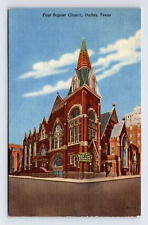 Linen Postcard Dallas TX Texas First Baptist Church picture