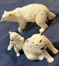 Wonderful ❤️ Set of 3 Resin Polar Bear Figures- Standing/Sitting Pose picture