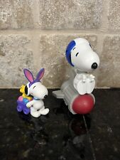 Set Of 2: Easter Beagle Pulling A Wagon Snoopy Peanuts Miniature Figurine Rocket picture