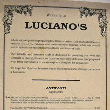 Vintage 1980s Luciano's Italian Restaurant Menu Partner Place Lexington Kentucky picture