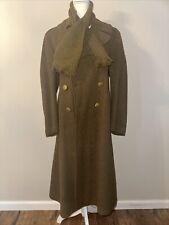 Vintage 1942 WW2 US Army Enlisted Trench Coat Overcoat Heavy Wool Green W/ Scarf picture