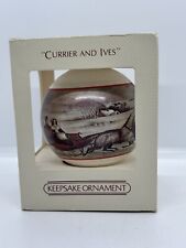 Christmas Hallmark Currier and Ives Ornament 1982  Original Box Glass Ornament picture