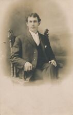 Young Seated Man Real Photo Postcard rppc picture