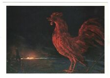 1987 Ilya Glazunov Red rooster is a harbinger of fire ART OLD Russian Postcard picture