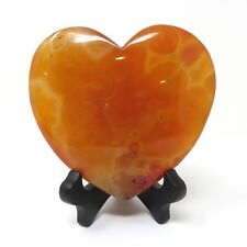 697g LARGE Red Agate Stone Heart 5 x 5.25 inches - Has Flaws - Stand Included picture
