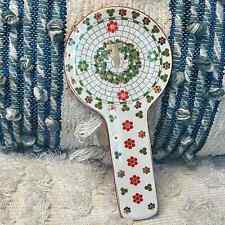 Anthropologie Festive Bistro Tile Spoon Rest Christmas Wreath Holly Floral picture