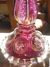 Rare Red Cranberry Opalescent Glass Oil Lamp Stippled Hand Painted Pairpoint  picture