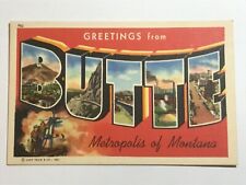 Postcard Greetings MT Butte Montana Large Letter Railroad Downtown Scenes c1940s picture