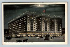 Portland OR-Oregon, Hotel Multnomah By Night Vintage Souvenir Postcard picture