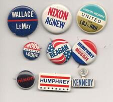7 Vintage Political Pinbacks & 2 Political Pins w/Tabs picture