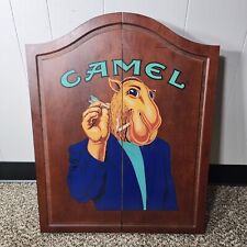 1992 Vintage Joe Camel Dart Board Solid Wood Cabinet Doors Cigarette 25X20 3 Drt picture