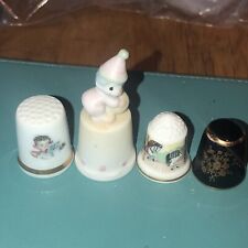 5 Vintage Porcelain Sewing Thimbles Lot # 4 Limoges & Doulton & Enesco Fun picture