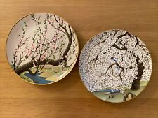 Lot of 2 Franklin Mint Collector Plates Bird & Flowers Cherry Blossoms - Japan picture