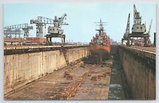 Transportation~Air View Naval Shipyard Portsmouth Virginia~Vintage Postcard picture