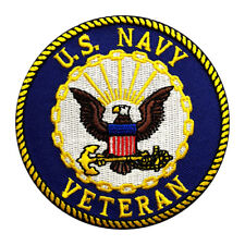 US NAVY VETERAN EMBROIDERED 3 inch IRON ON SEW ON PATCH  picture
