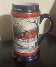 Anheuser Busch Budweiser Beer Stein Mug Clydesdale 1990 Holiday picture