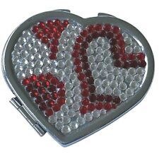 Swarovski Red and Clear Crystal Heart Compact Mirror picture