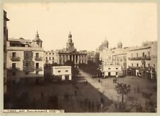 Spain, Cadiz, Plaza de Isabel II Vintage Albumen Print Albumin Print  picture