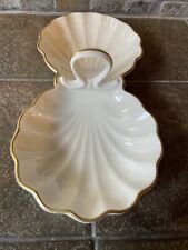 Lenox Double Shell Candy Dish W/Center Handle 24K Gold Edge picture