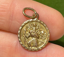 Vintage Dainty 9K Gold St Christopher Outline Christian Religious Medal 2g G6 picture