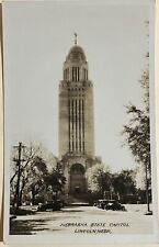 Lincoln Nebraska State Capitol Old Cars Vintage RPPC Real Photo Postcard c1920 picture