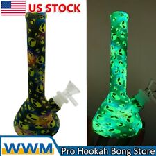 7 inch Silicone Hookah Bong Smoking Water Pipe Bubbler Glow in the Dark + Bowl. picture