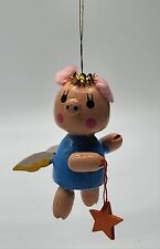 Vintage Wooden Pig Ornament When Pigs Fly picture